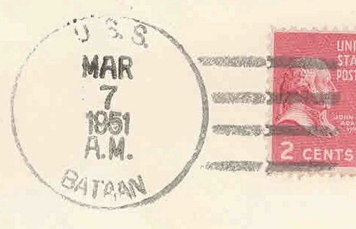 File:GregCiesielski Bataan CVL29 19510307 1 Postmark.jpg