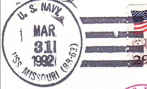 File:GregCiesielski Missouri BB63 19920331 2 Postmark.jpg
