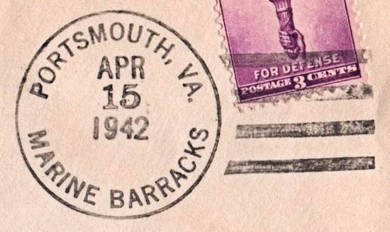 File:GregCiesielski MarineBarracks PortsmouthVA 19420415 1 Postmark.jpg