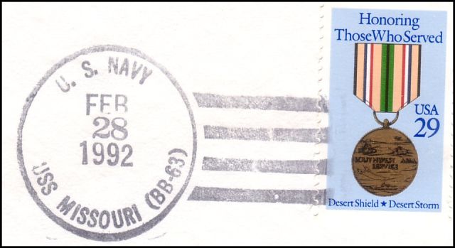 File:GregCiesielski Missouri BB63 19920228 1 Postmark.jpg