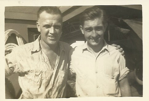 File:ROSudduth 1945-two crew members on USS Raccoon.jpg