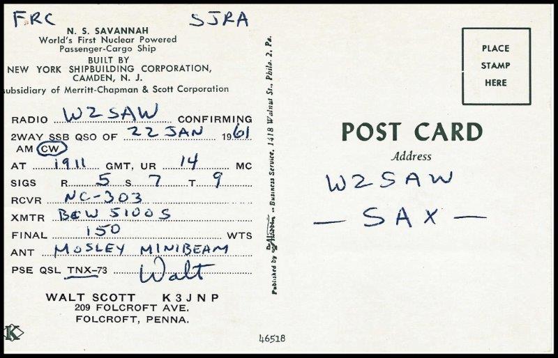 File:GregCiesielski NSSavannah QSLCard 19610122 1 Back.jpg