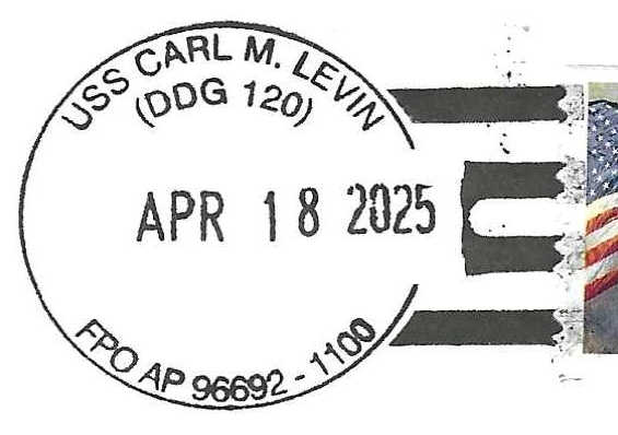 File:GregCiesielski CarlMLevin DDG120 20250418 1 Postmark.jpg