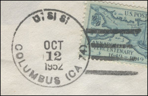 GregCiesielski Columbus CA74 19521012 1 Postmark.jpg