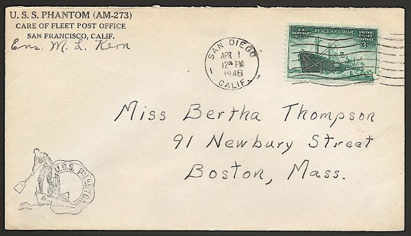 USS PHANTOM AM-273 Covers Page 1 - NavalCoverMuseum